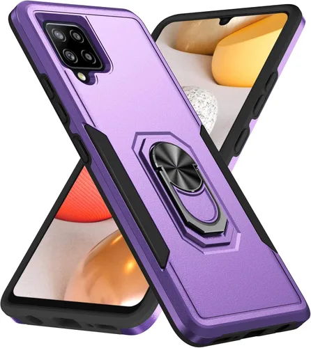 Vista 10 de Funda para Samsung Galaxy A42 5G con anillo de soporte, resistente protección de grado militar a prueba de golpes para Galaxy A42 5G Funda de Negro