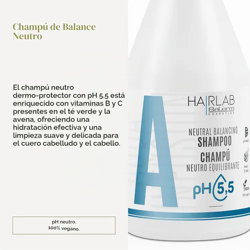 Vista 2 de SALERM - Champú Dermoprotector Neutral - Hair Lab Neutral Balancing - 10.1 fl oz - pH neutro - Para todo tipo de cabello - Con vitaminas B y C