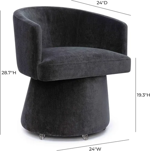 Vista 3 de Tov Furniture Kristen - Silla de escritorio con ruedas (chenilla reciclada, negro)