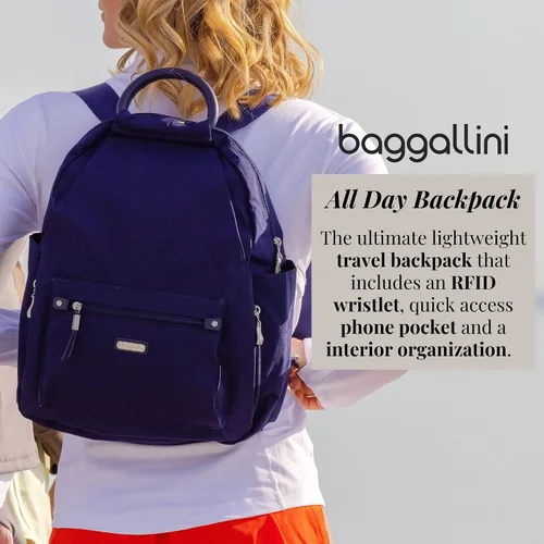 Vista 37 de Baggallini Mochila todo el día para mujer con pulsera de teléfono RFID, Negro, talla única
