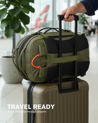 Vista 10 de Tolaccea Mochila de viaje para laptop para hombres y mujeres, mochila de transporte expandible de 40L-50L con compartimento húmedo y seco, mochila