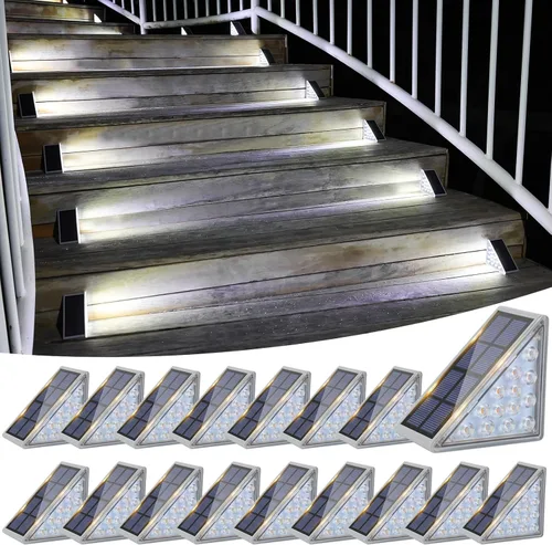 Vista 10 de VOLISUN Paquete de 6 luces solares para escaleras, 7 colores fijos, luces solares para escalones al aire libre, impermeables, IP67, luz LED