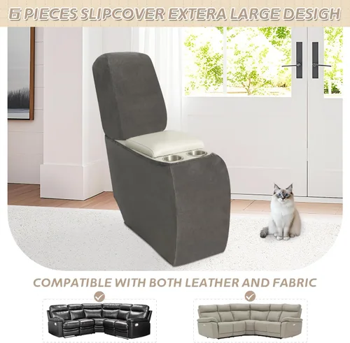 Vista 504 de Arfntevss Fundas de sofá seccional reclinable de terciopelo, Funda de sofá seccional de esquina para sofá reclinable, Funda elástica suave
