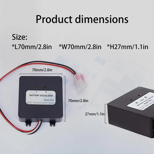 Vista 4 de Ecualizador de batería de 24 V, 2 baterías de 12 V, cargador equilibrador de voltaje para inundación de gel, AGM, batería de litio de plomo ácido