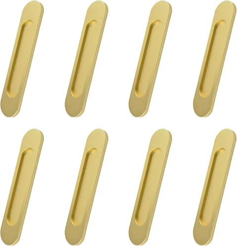 Vista 18 de MOROBOR Tiradores de puerta corredera ovalados autoadhesivos de 7.087 in, 2 manijas de aleación de aluminio sin perforaciones para puertas Bronce