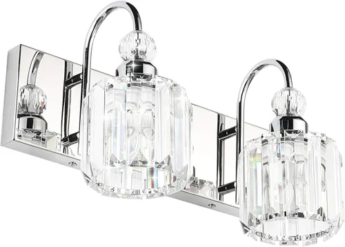 Vista 28 de Ralbay Modernas luces LED de cristal para tocador de baño, 3 luces de acero inoxidable, luces de tocador de cristal sobre el espejo, accesorios
