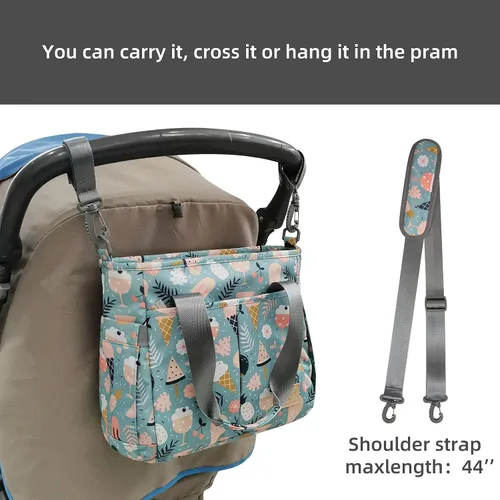 Vista 8 de Bolsa de pañales impermeable para mamá y papá, bolsas de viaje medianas multifunción (postre de dibujos animados)