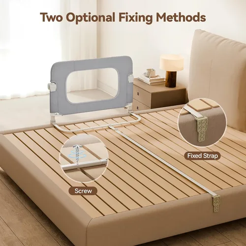 Vista 6 de Tivellary Barrera de seguridad reforzada para cama de niños pequeños – Protector de barandilla de cama de 32” con material engrosado, protector