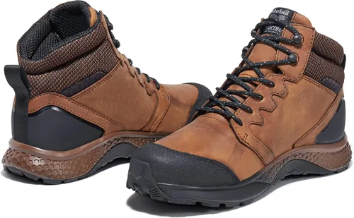 Vista 7 de Timberland PRO para hombre, bota de trabajo Reaxion Mid con puntera blanda Marrón/Negro