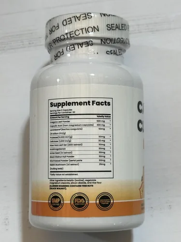 Vista 6 de Candida Cleanse - Soporte intestinal y colon, fórmula avanzada, hoja de orégano, ajenjo, nogal negro, ácido caprílico