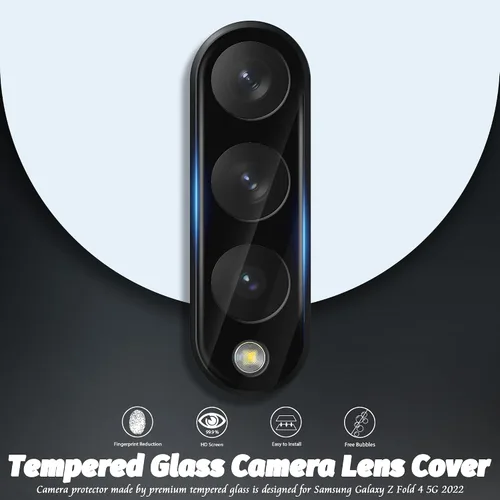 Vista 2 de Orzero Paquete de 2 protectores de lente de cámara compatible con Samsung Galaxy Z Fold 4 5G, protector de vidrio templado de 9 durezas HD