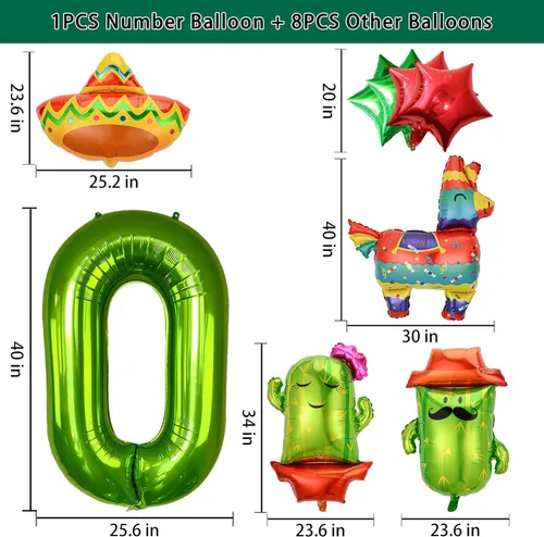 Vista 2 de 9 globos grandes de números moxicanos con globos de fiesta, globos de fiesta mexicana, decoraciones de fiesta de fiesta, decoraciones de fiesta