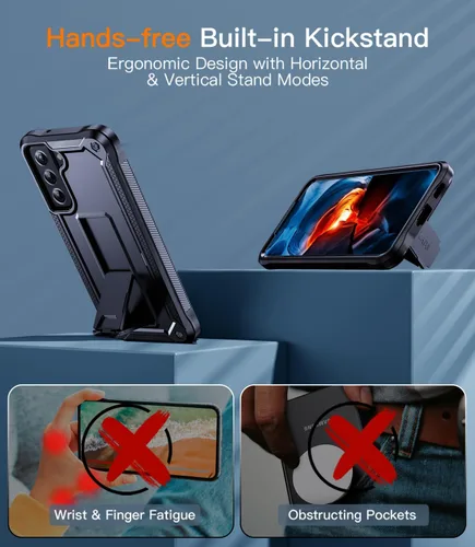 Vista 3 de Funda de teléfono para Galaxy S21 Fe 5G, [grado milimétrico] [1 protector de pantalla separado] con textura mate, de poliuretano termoplástico Negro