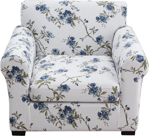 Vista 46 de KRFOONN Funda de sofá de 4 piezas con estampado para sofás de 3 cojines, funda elástica con 3 fundas de cojín separadas, protector de muebles