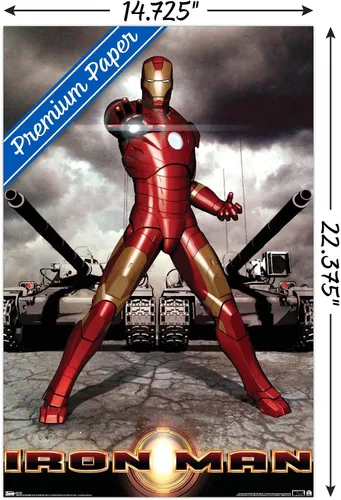 Vista 3 de Trends International Marvel Cinematic Universe Iron Man Póster de pared de tanques, 14.725 x 22.375 pulgadas, versión premium sin marco
