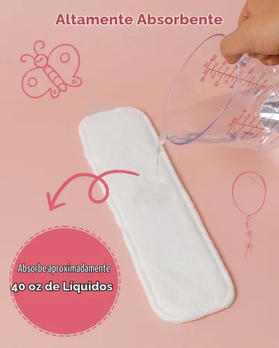 Vista 4 de babygoal Insertos de pañales de tela reutilizables, paquete de 12, absorbentes y transpirables, insertos de microfibra de 3 capas para pañales