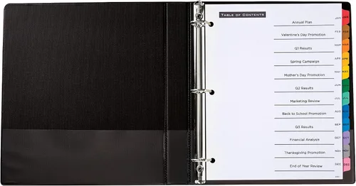Vista 4 de Office Essentials Table 'n Tabs separadores, 8 – 1/2 pulgada x 11 pulgadas, Jan-Dec solapas, multicolores, buen cuerpo, láser/inyección de tinta, 1