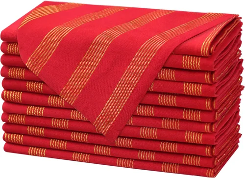 Vista 20 de COTTON CRAFT Servilletas rojas de Navidad, paquete de 12 servilletas de Rojo navideño