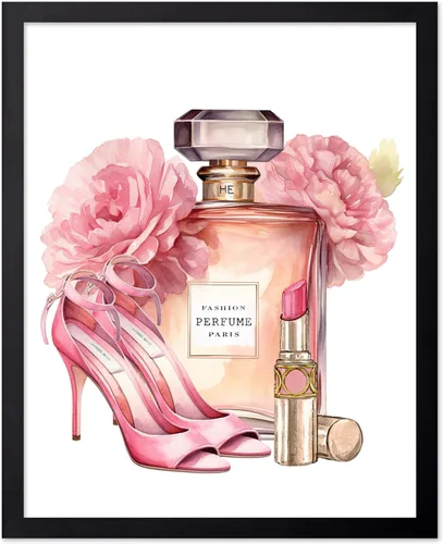 Vista 24 de Monem Art - Póster de moda, estampado de diseñador rosa, arte de zapatos, arte de perfume, arte de lápiz labial, regalo para mujeres y fashionistas