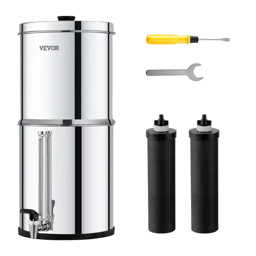 Vista 15 de VEVOR Sistema de filtro de agua por gravedad, sistema de sobremesa de acero inoxidable 304 de 1.5G, sistema de filtración de agua, reduce el plomo