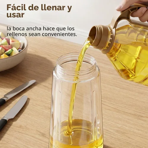 Vista 4 de Marbrasse Dispensador de aceite para cocina, botella de aceite de vidrio a prueba de fugas de 20 oz/20.3 fl oz con tapa abatible automática 1 pieza