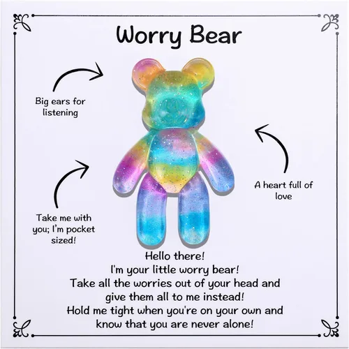 Vista 8 de Aesnefe Abrazo de oso de bolsillo, recuerdo para aliviar la ansiedad, regalo de aliento para la salud mental, ficha de apoyo emocional, regalo