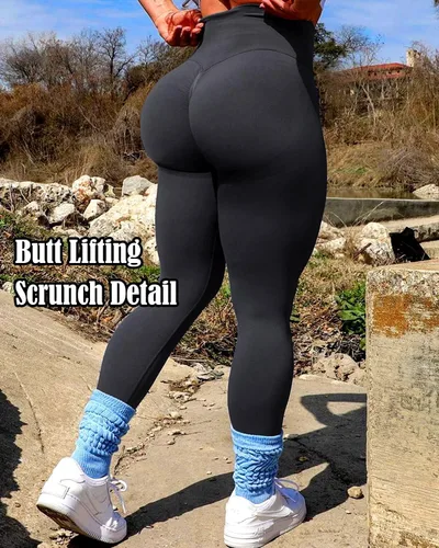Vista 4 de CFR - Leggings sin costuras para mujer con cintura alta y efecto de levantamiento de glúteos, para gimnasio, fitness, deporte, yoga, activas