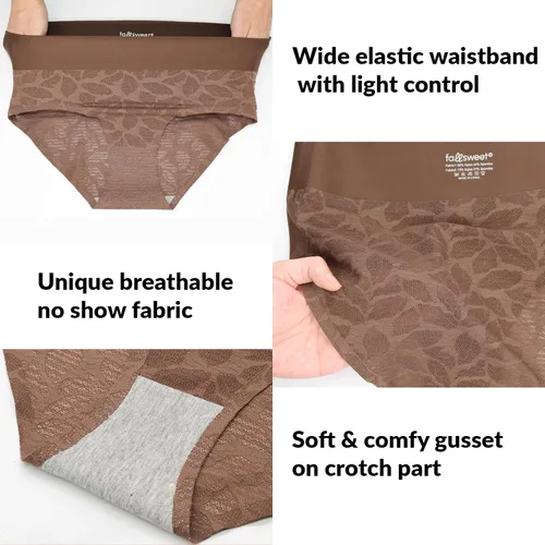 Vista 5 de FallSweet Ropa interior de encaje sin costuras de cintura alta que no se ven bragas sexy banda ancha