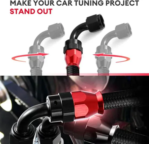 Vista 5 de Kit de línea de combustible de PTFE 6AN, manguera de línea de combustible de PTFE trenzada de nailon 6AN 20 pies E85 con conexión de extremo