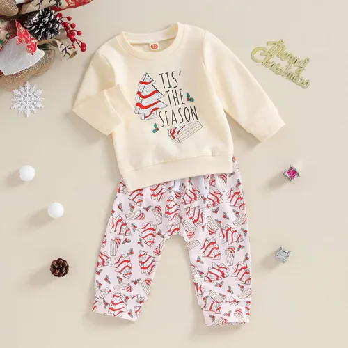 Vista 3 de Meiweileya Conjunto de 2 piezas de sudadera con letras divertidas para bebés, niños y niñas