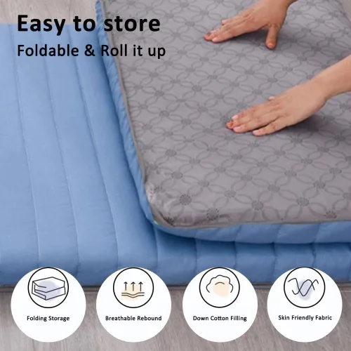 Vista 2 de Colchón de futón japonés de alto soporte, colchón de futón portátil, almohadilla para dormir adecuada para adultos y niños, estera plegable