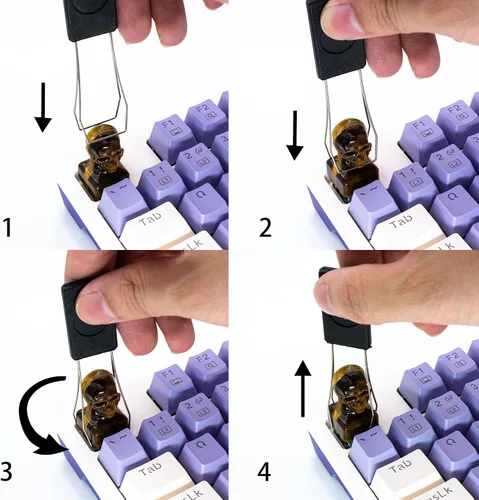 Vista 8 de Teclas de visualización personalizables hechas a mano con calavera de ojo de tigre, teclas de teclado para juegos de computadora para teclados