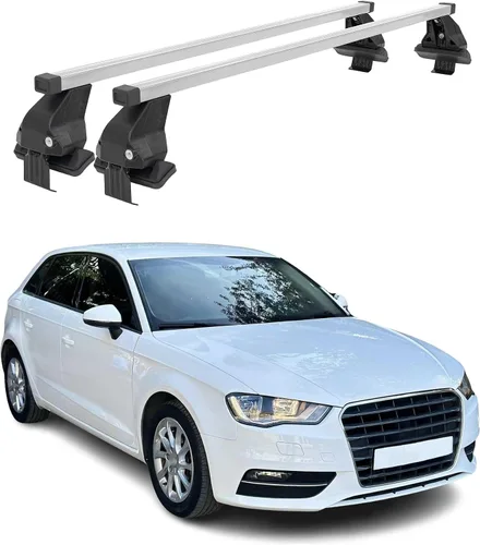 Vista 12 de OMAC Portaequipajes de techo liso para Audi A3 2005-2012 3Dr negro / barras transversales de techo de automóvil de carga de 110 libras - Aluminio