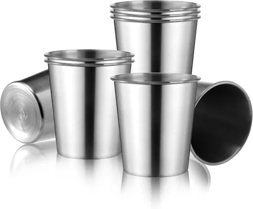 Vista 6 de Tosnail Paquete de 6 vasos de acero inoxidable de 16 onzas, vasos de metal irrompibles para niños, adultos