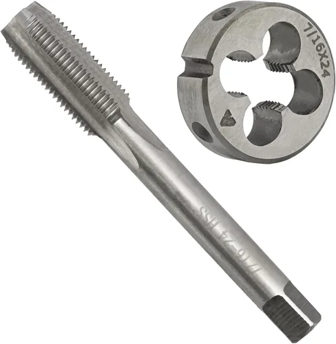 Vista 7 de 7/16 "-14 UNC HSS Tap And Die Set, 7/16 x 14 UNC Macho de rosca de máquina y rosca redonda Die mano derecha 7/16 x 14 UNC HSS Machine Thread Tap