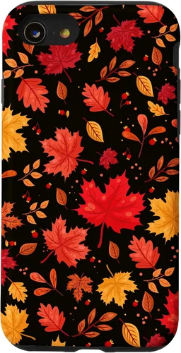 Vista 18 de iPhone 11 Pro Halloween Pattern Fall Leaves Pattern - Funda de la temporada de otoño