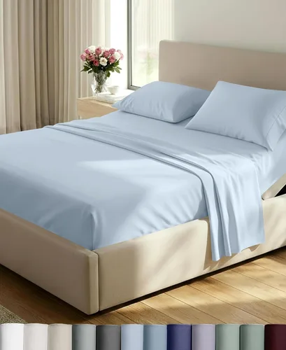 Vista 27 de California Design Den Juego de sábanas de lujo tamaño Queen, 800 hilos, 100% satén de algodón para cama tamaño Queen, juego de ropa de cama con Beige
