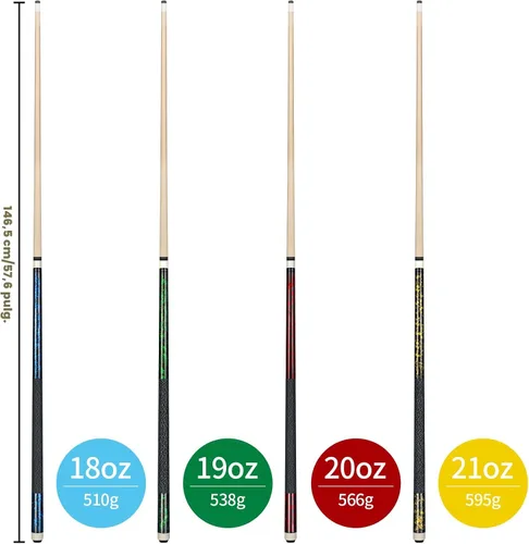 Vista 7 de Kmise Pool Cue Stick Set,4 Colors Canadian Maple Cue,Pool Sticks for Adults,Tacos de Billar 18 19 20 21oz for Beginner