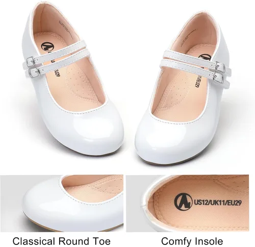 Vista 4 de MIXIN Zapatos de vestir para niñas, zapatos Mary Jane para niña, zapatos de ballet para el regreso a la escuela, zapatos de princesa para boda
