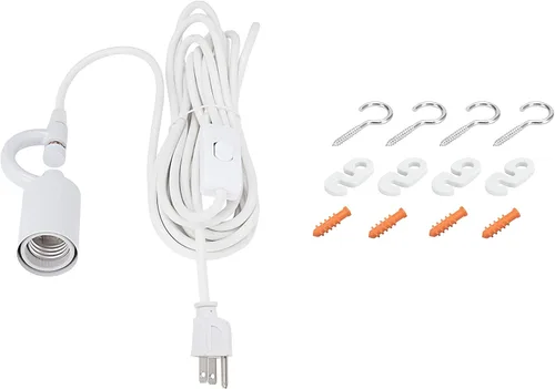 Vista 2 de Aspen Creative, 72190-21 Kit de conversión de swag enchufable, una lámpara colgante con pantalla de tela imperio de tapa dura de transición, 13
