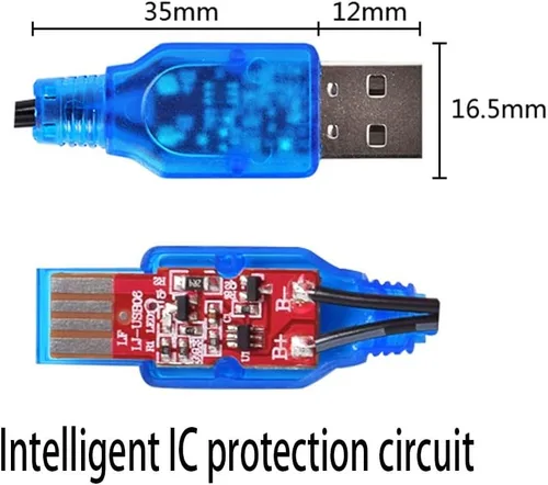 Vista 4 de 3.7V 800mA Fast USB Charger Cable with SM-2P Connector Plug fit for 3.7V 500mAh 800mAh 1500mAh Lithium Lipo Battery 3.7V Fast USB