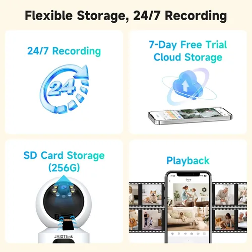 Vista 5 de JAIOTlink Cámara de seguridad para interiores, cámaras de doble lente de 2 MP para seguridad en el hogar con zoom de 10 ×, monitor de mascota de 2.4