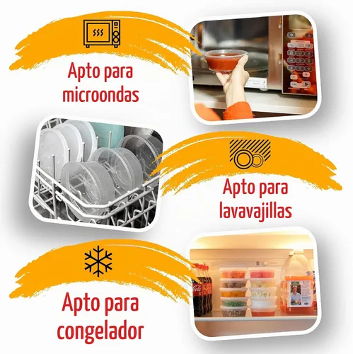 Vista 5 de Recipientes de 8 onzas con tapas a prueba de fugas, paquete de 50 recipientes de plástico transparente sin BPA para almacenamiento de alimentos