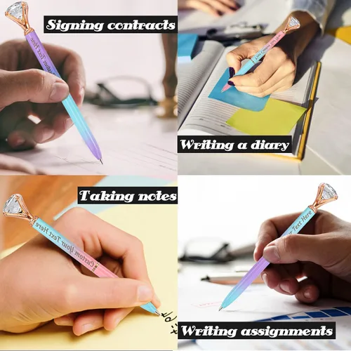 Vista 6 de 12 bolígrafos de diamante con bolígrafo personalizado de cristal a granel grabados personalizados con nombre bolígrafo de tinta negra para boda