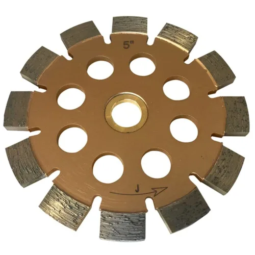 Vista 7 de Hoja de punto de inserción estilo sándwich de diamante de 4 pulgadas para extracción de juntas de mortero, ancho de segmento de doble capa de 1/4