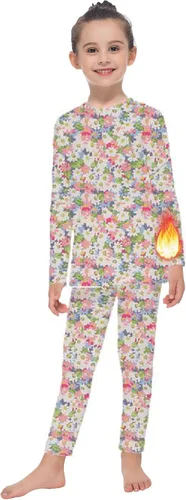 Vista 16 de MANCYFIT Conjunto de ropa interior térmica para niñas, con forro polar largo, capa base ultra suave Rosa bebé