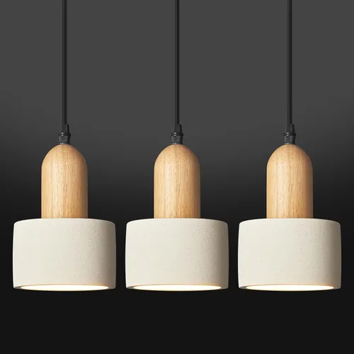 Vista 12 de Luces Colgantes Modernas de Cemento Gris Araña Lámparas de Techo de Madera para Isla de Cocina Dormitorio Comedor Sala de Estar Bar (Paquete de 2)