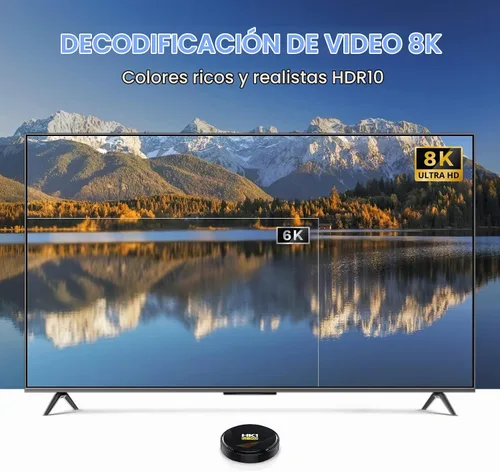 Vista 6 de HK1 Android TV Box 2026, Android 12.0 TV Box con 8K Decodificación 4GB RAM 32GB ROM Allwinner H618 Quad-Core, 2.4GHz/5.0GHz WiFi6 Bluetooth 4.0+