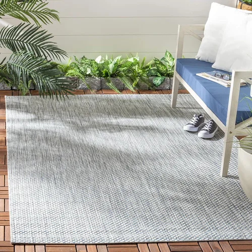 Vista 91 de SAFAVIEH Alfombra Lavable para Exteriores Colección Courtyard - 2'3" x 5', Azul Aqua y Gris, No Desprende Pelusa y Fácil Limpieza, Ideal para Patio