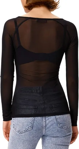 Vista 2 de Grace Karin - Blusa de manga larga de malla transparente para mujer
